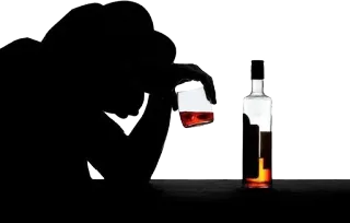 🐸 6e3c362a alkohol, picie, sylwetka, rozpacz, butelka, szklanka telegram sticker