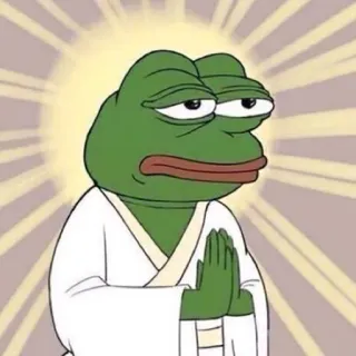 🙏 73c4fbba Pepe the Frog pepe, żaba, mem, mem internetowy, postać, kreskówka, modlitwa telegram sticker