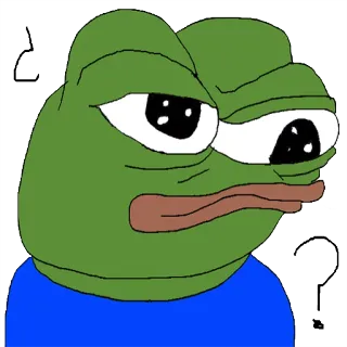 ❓ 7ea33674 Pepe the Frog Pepe, Żaba, Meme, Mem internetowy, Zdezorientowany, Znaki zapytania telegram sticker