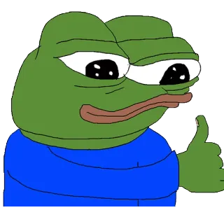 👍 e67cc800 Pepe the Frog Pepe, Meme, Żaba, Emotikon, Kciuk w górę telegram sticker