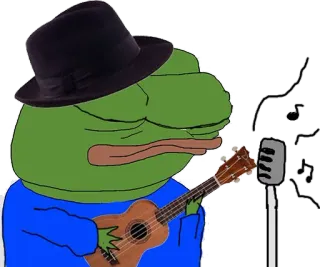 🎸 fc426f5b Pepe the Frog pepe, żaba, kreskówka, mem internetowy, muzyka, ukulele, piosenkarz telegram sticker