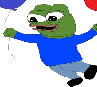 🎈 fe2218fc Pepe the Frog pepe, żaba, mem, kreskówka, balony telegram sticker