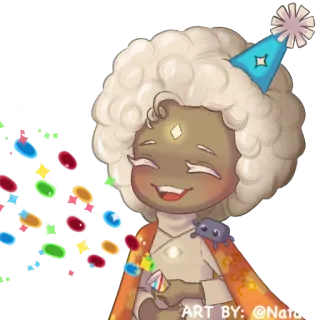 🎉 94f4115c ART BY: @Natalia karakter, ulang tahun, perayaan, konfeti, imut, sky children of the light whatsapp sticker