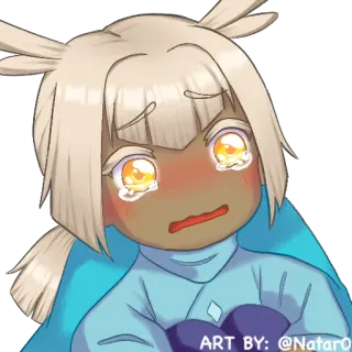 😢 ca23245c ART BY: @NatarO seni digital, fanart, karakter, menangis, imut, anime whatsapp sticker