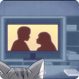 🌟 bbfe9cfb cat, television, watching, silhouette, animation telegram sticker