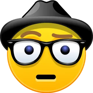 🤓 25e7e0b9 表情符号, 帽子, 眼镜, 表情, 黄色 telegram sticker