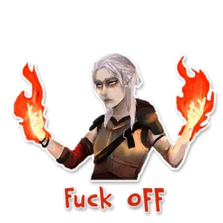 😒 279005bb Fuck OFF magia, ogień, elf, fantasy telegram sticker