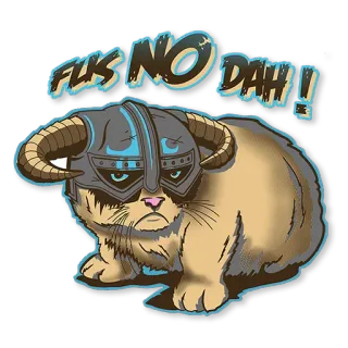 😕 73139303 Skyrim FUS RO DAH! kot, Fus Ro Dah, Skyrim, zbroja, hełm, gra wideo, Smoczy Potomek telegram sticker