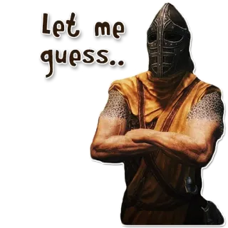 💡 8d9c84f1 Skyrim Guard The Elder Scrolls V: Skyrim Let me guess... skyrim, strażnik, zgaduję, zbroja, gra wideo telegram sticker
