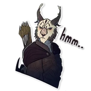 🤔 edef3f28 hmm... kot, hmm, łucznik, postać, zbroja, fantasy telegram sticker