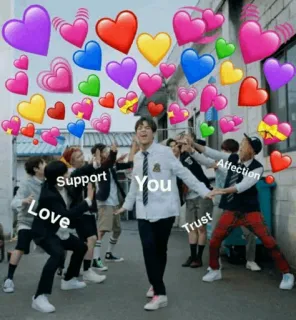 💛 a554d9cd Love Support You Affection Trust amour, soutien, affection, confiance, coeurs, kpop, groupe, amitié whatsapp sticker