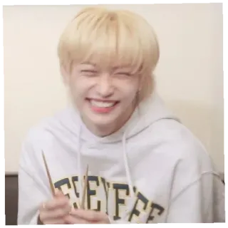 😁 9cebf6b4 mỉm cười, người, áo hoodie, trong nhà, felix, stray kids whatsapp sticker