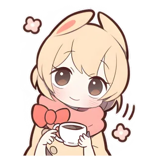 ☕ 03d8adfe 애니메이션, 귀여운, 토끼, 카와이, 커피, 차 telegram sticker