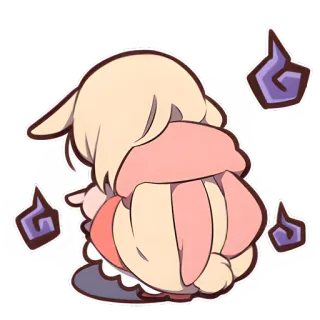 😔 748e92e5 애니메이션, 유령, 금발, 분홍색, 귀여운, 생물, 마법 telegram sticker