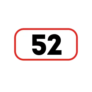 5️⃣ cb37fd62 52 номер, 52, идентификатор, знак, метка, красная рамка telegram sticker