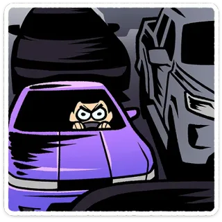 ⭐ 195a5e18 voiture, conduite, circulation, dessin animé, colère au volant, en colère, voiture violette telegram sticker