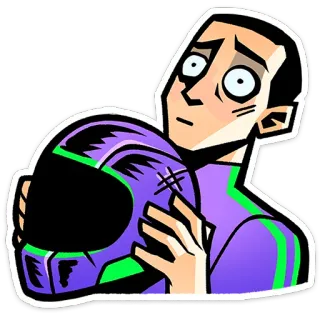 ⭐ 308629a8 casque, course, pilote, inquiétude, dessin animé, autocollant telegram sticker
