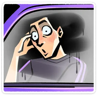 ⭐ 57cd6d4d choqué, voiture, conduire, dessin animé, anxieux, surprise telegram sticker