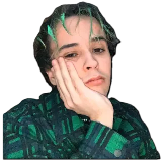 🤨 c219c51d osoba, portret, naklejka, zielone włosy, znudzony, melancholia telegram sticker