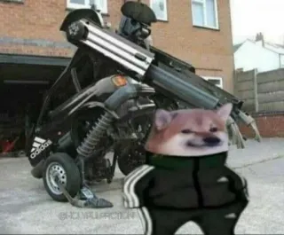 😐 e2a5ac42 собака, adidas, машина, трансформер, мем, спортивный костюм, спорт telegram sticker