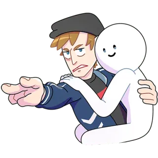 🫂 65e1e52d Мультфильм, Наклейка, Персонаж, Дружба, Эмоции, Указывает whatsapp sticker