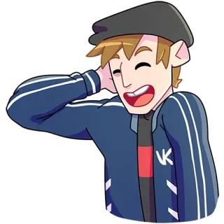 😄 f3d2ea76 мультфильм, персонаж, стикер, мужчина, улыбающийся, ВК, куртка whatsapp sticker