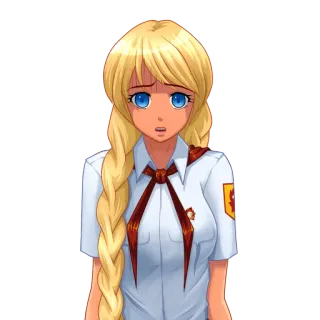 🥺 442a97ac Dibujo animado, Personaje, Chica, Uniforme, Rubia, Pionero, Soviético telegram sticker