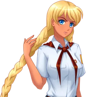 😒 99eac70a Anime, Chica, Rubia, Uniforme escolar, Pionero, Soviético, URSS telegram sticker