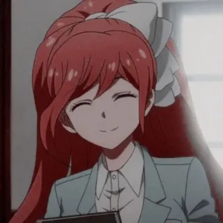 🌟 b64904fa Sonya Nevermind Danganronpa Anime, Cartoon, rote Haare, lächelnd, Charakter whatsapp sticker