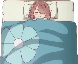 😴 119d93ae Anime, Śpiący, Łóżko, Słodkie, Koc, Kwiat telegram sticker