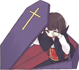 😴 1c0ac9c2 Anime, Kreskówka, Trumna, Płaczący, Smutny, Wampir, Słodki telegram sticker