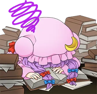 😴 9614aedb anime, śpiący, słodki, książki, czytanie, wyczerpany telegram sticker