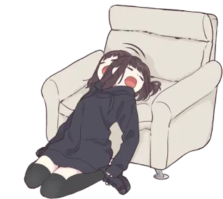 😴 b5eb4b23 sen, śpiący, kanapa, anime, słodki, dziewczyna, zmęczony, relaks telegram sticker