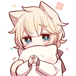 😐 845551e9 anime, catboy, cute, sticker, cartoon telegram sticker