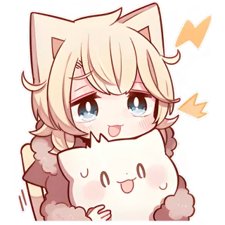 😁 b184db43 Anime, Kawaii, Mignon, Oreilles de chat, Sticker, Illustration, Dessin animé telegram sticker