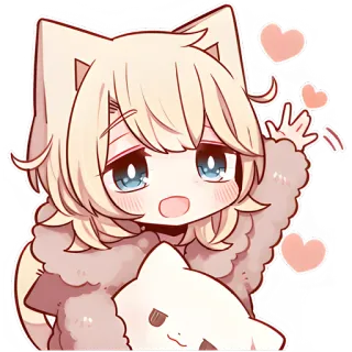 👋 dcd6cc42 Anime, Kawaii, Mignon, Nekomimi, Coeurs, Chibi telegram sticker