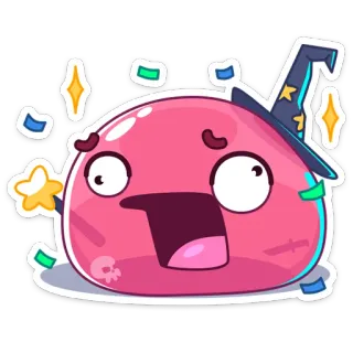 🥳 e0218ad3 贴纸, 粉红史莱姆, 魔法, 巫术, 巫师, 怪物 telegram sticker