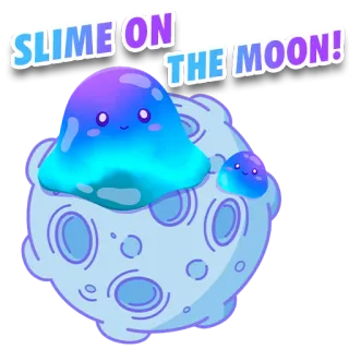 🚀 0ef7b92b SLIME ON THE MOON! 史莱姆, 月亮, 可爱, 软泥, 行星, 太空 telegram sticker