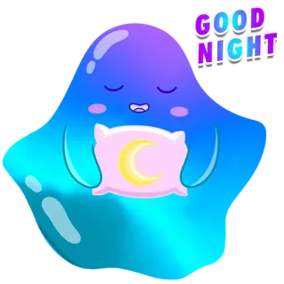 😴 7017cac2 GOOD NIGHT 晚安, 睡眠, 月亮, 可爱, 问候, 卡通 telegram sticker