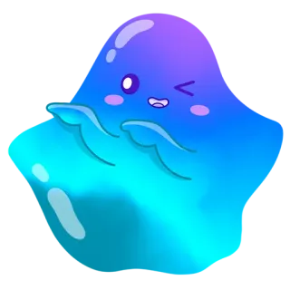 😝 8d20ea6a 史莱姆, 水滴, 可爱, 卡通, 卡哇伊, 眨眼 telegram sticker