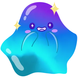 😍 bf96ebff 可爱, 软泥怪, 卡哇伊, 闪亮, 卡通, 角色, 蓝色, 紫色 telegram sticker