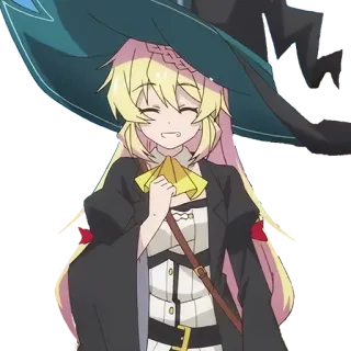 😁 32766bcd อนิเมะ, แม่มด, ผมสีบลอนด์, หมวก, การ์ตูน, ผู้หญิง telegram sticker