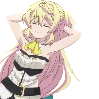 😴 3de24f17 อนิเมะ, ผู้หญิง, ผมบลอนด์, ตัวละคร, ยิ้ม telegram sticker