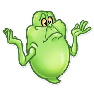 🤷‍♂️ 25b0fd3a Slimer Ghostbusters fantôme, dessin animé, vert, film, paranormal, humour telegram sticker