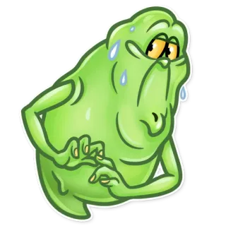 😥 a1f12f45 Slimer Ghostbusters Slimer, fantôme, Ghostbusters, paranormal, vert, monstre, dessin animé telegram sticker