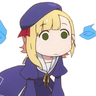 😥 315fb709 애니메이션, 만화, 캐릭터, 귀여운, 금발, 걱정, 파란색 telegram sticker