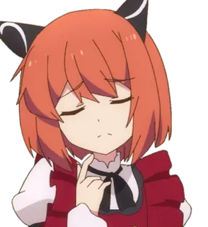 🤔 4c87bbbb 애니메이션, 여자, 고양이 귀, 빨간 머리, 귀여운 telegram sticker