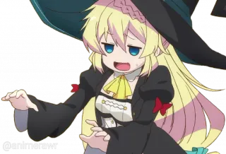 😥 d8b93ab4 @animerawr 애니메이션, 캐릭터, 여자, 마녀, 모자 telegram sticker