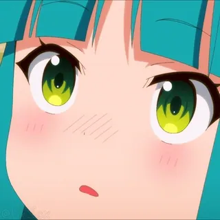 👀 4d107c9d gadis anime, imut, mata anime, mata hijau, rambut turquoise, kartun, stiker telegram sticker