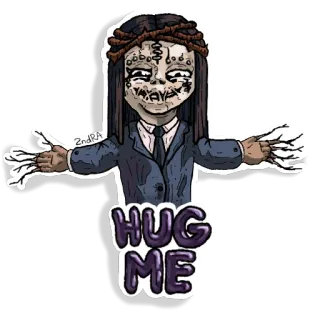 🤗 46a9fa9f HUG ME Umarmung, Cartoon, Gruselig, Puppe, Figur, Sticker telegram sticker